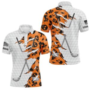 Orange Halloween Golf Pattern White Golf Ball&hellip;