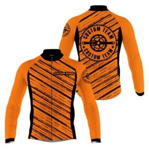 Orange Men Cycling Jersey Custom Name Cycle&hellip;