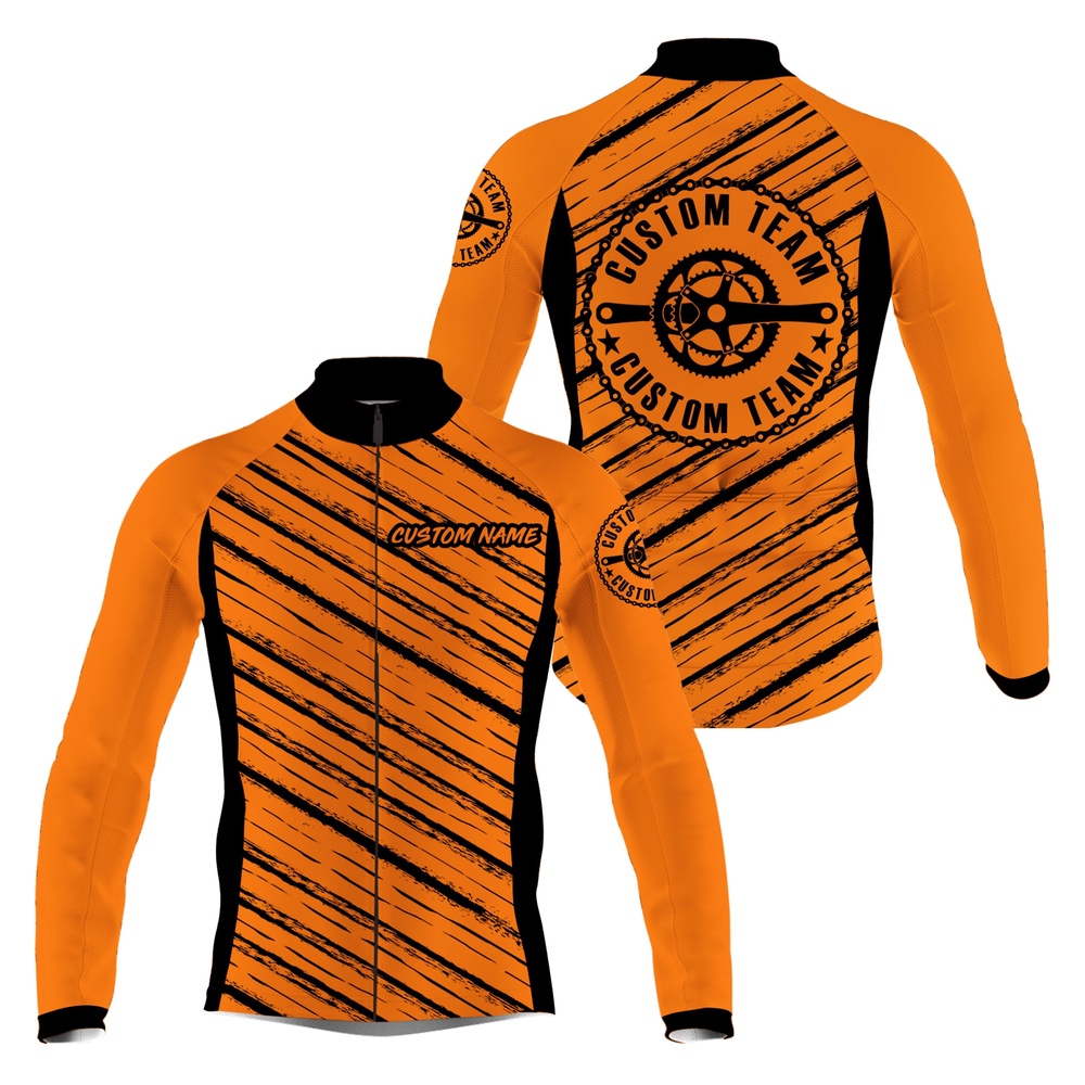 Orange Men Cycling Jersey Custom Name Cycle Gear With 3 Pockets Anti Uv Full Zip Racewear, Custom Mono Cycling Jersey Orange Men Cycling Jersey Custom Name Cycle Gear With 3 Pockets Anti Uv Full Zip Racewear, Custom Mono Cycling Jersey