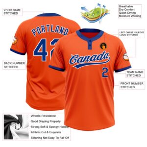 Orange Royal White Two Button Unisex Softball Jersey Custom Team Softball Jersey 3 njqhks.jpg