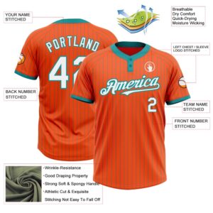 Orange Teal Pinstripe White Two Button Unisex Softball Jersey Custom Team Softball Jersey 3 zmmtmx.jpg