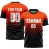Orange White Black Sublimation Long Sleeve Fade Fashion Soccer Uniform Jersey, Custom Team Soccer Jersey Shirt