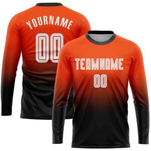 Orange White Black Sublimation Long Sleeve Fade&hellip;