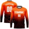 Orange White Green Sublimation Long Sleeve Fade Fashion Soccer Uniform Jersey, Custom Team Soccer Jersey Shirt