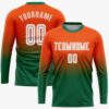 Orange White Light Blue Sublimation Long Sleeve Fade Fashion Soccer Uniform Jersey, Custom Team Soccer Jersey Shirt
