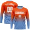 Orange White Navy Sublimation Fade Fashion Soccer Uniform Jersey, Custom Team Soccer Jersey Shirt