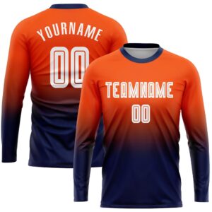 Orange White Navy Sublimation Long Sleeve Fade&hellip;