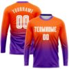 Orange White Royal Sublimation Long Sleeve Fade Fashion Soccer Uniform Jersey, Custom Team Soccer Jersey Shirt