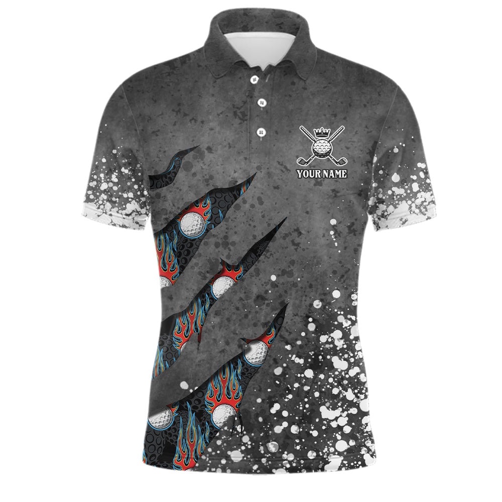 Paint Splash D Men’s Golf Polo Shirts Personalized Fire Flame Golf Shirts For Men’s Golf Gifts, Golf Polo Shirt, Golf Shirts