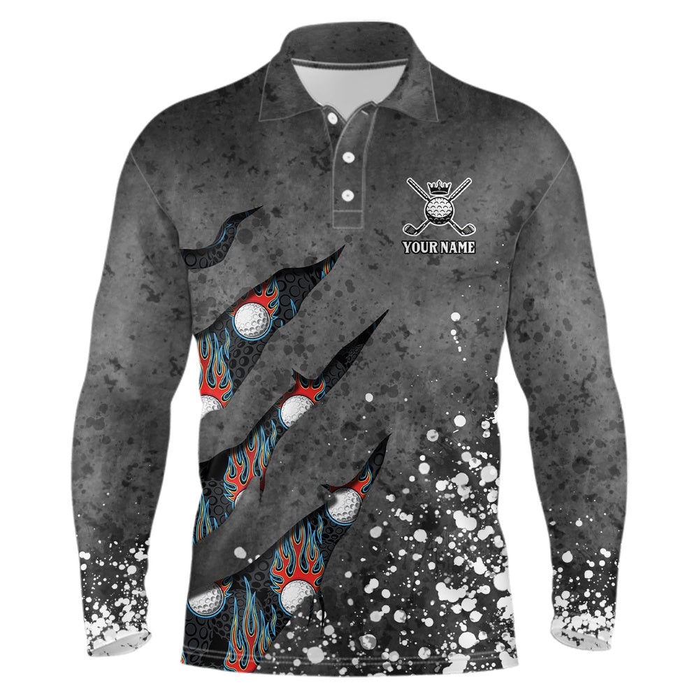Paint Splash D Men’s Golf Polo Shirts Personalized Fire Flame Golf Shirts For Men’s Golf Gifts, Golf Polo Shirt, Golf Shirts