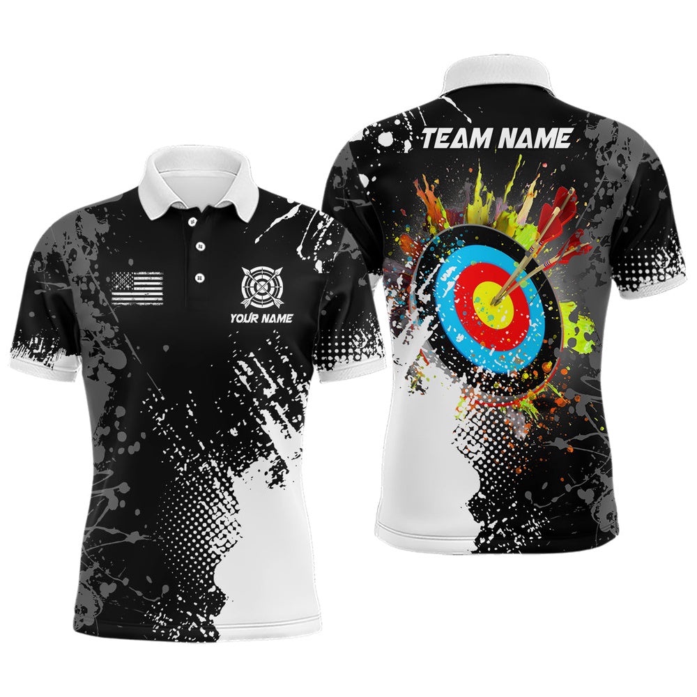 Paint White Target Archery Men Polo Shirts, Archery Polo Attires, Custom Archery Team Polo Shirt