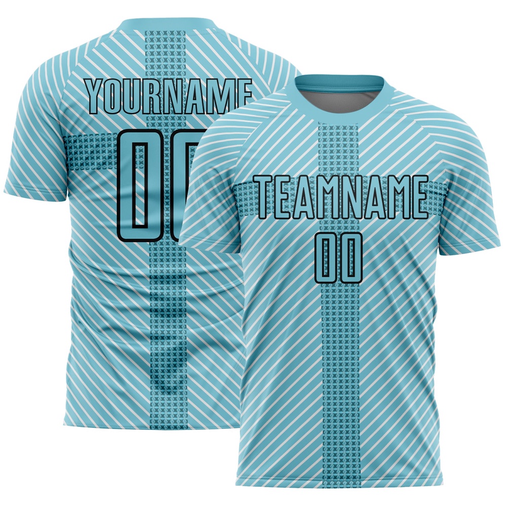 Panther Blue Black Geometric Shapes Sublimation Soccer Uniform Jersey, Custom Team Soccer Jersey Shirt