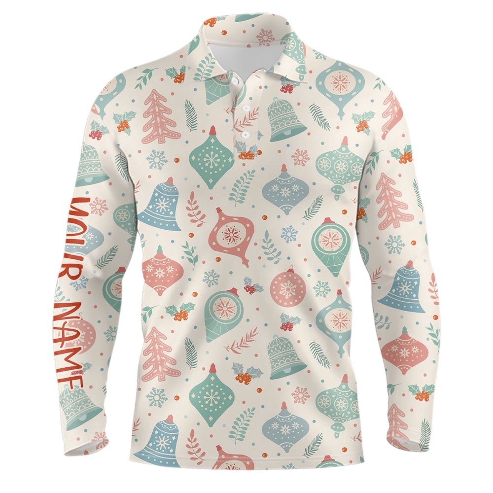 Pastel Christmas Seamless Men’s Golf Polo Shirt Retro Custom Funny Golf Shirts For Men Golf Gifts, Golf Polo Shirt, Golf Shirts