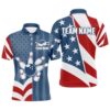 Patriotic Bowling Shirt American Camo Bowling Polo Shirt Customized For Men Polo Bowling Team League, Personalized Bowling Team Shirt
