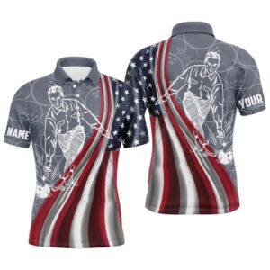 Patriotic Men’s Polo Bowling Shirt, American Flag&hellip;