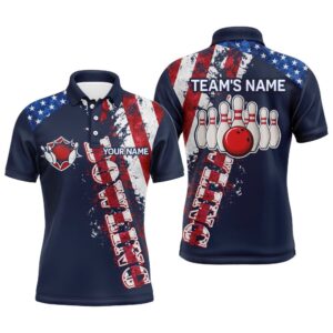 Patriotic Men’s Polo Bowling Shirt, Custom Name&hellip;