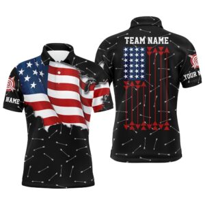 Patriotic USA Flag Archery Men Polo Shirts&hellip;