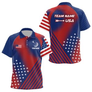 Patriotic US Flag Archery Polo Shirts Custom&hellip;