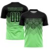 Pea Green Black Sublimation Long Sleeve Fade Fashion Soccer Uniform Jersey, Custom Team Soccer Jersey Shirt