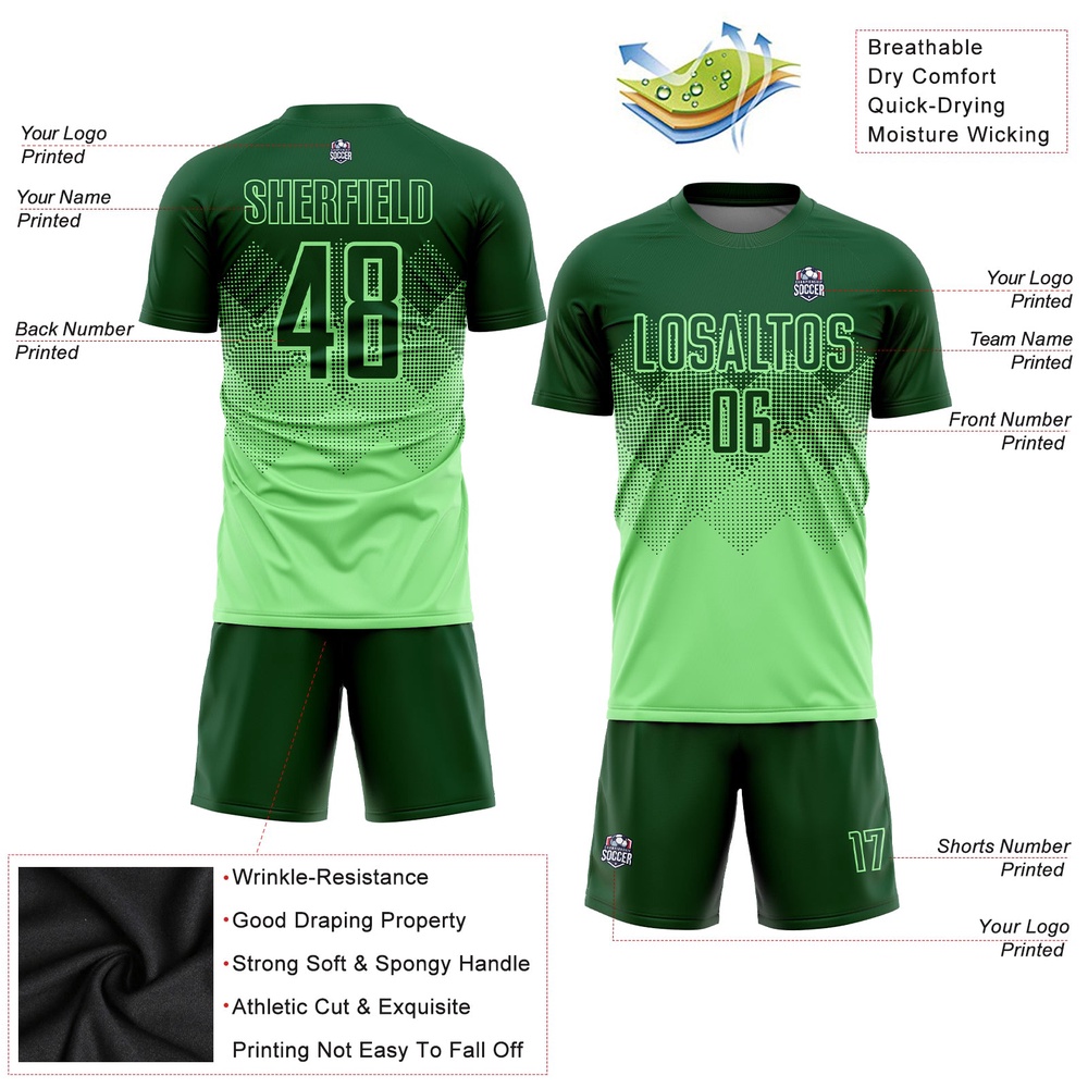 Pea Green Green Sublimation Soccer Uniform Jersey, Custom Team Soccer Jersey Shirt