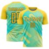 Pink Black LIght Blue Gradient Square Shape Sublimation Soccer Uniform Jersey, Custom Team Soccer Jersey Shirt