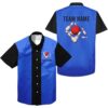 Personalized Black And Blue Retro Bowling Hawaiian Shirts, Custom Team Bowling Hawaiian Shirt