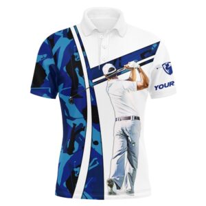 Personalized Blue Camo Men’s Golf Polo Shirts&hellip;