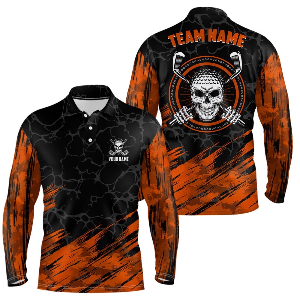 Personalized D All Over Print Skull Men’s Golf Polo Shirt, Orange & Black Golf Shirts For Men, Golf Polo Shirt, Golf Shirts Personalized D All Over Print Skull Men’s Golf Polo Shirt, Orange & Black Golf Shirts For Men, Golf Polo Shirt, Golf Shirts
