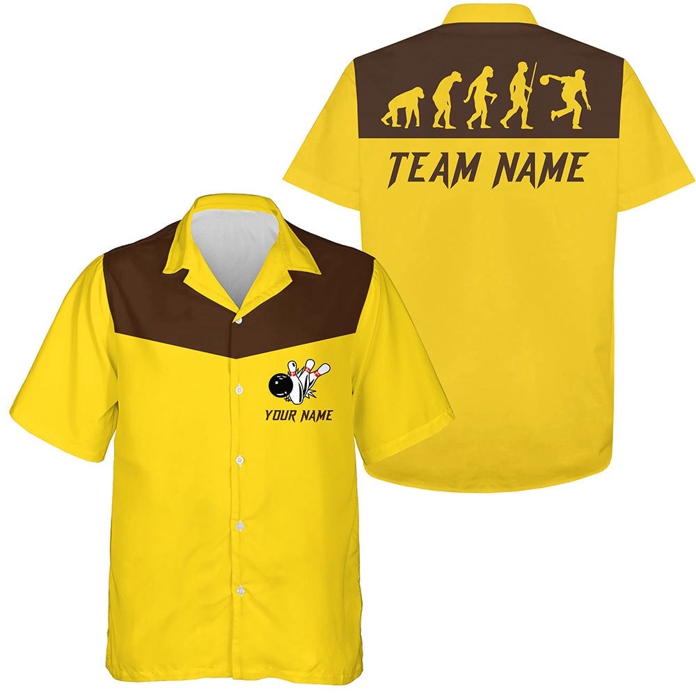 Personalized Evolution Bowling Hawaiian Shirts, Custom Team Bowling Hawaiian Shirt