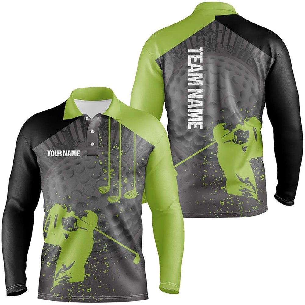 Personalized Funny Diversified Green Grey Men Golf Polo Shirt Custom Golf Shirts For Men, Golf Polo Shirt, Golf Shirts