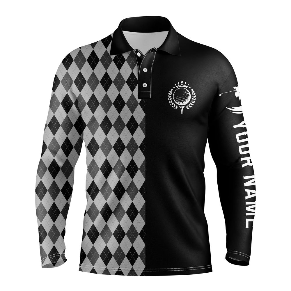 Personalized Golf Polo Shirts For Men Black Pattern Golf Upf Shirts, Gifts For Golf Lovers, Golf Polo Shirt, Golf Shirts