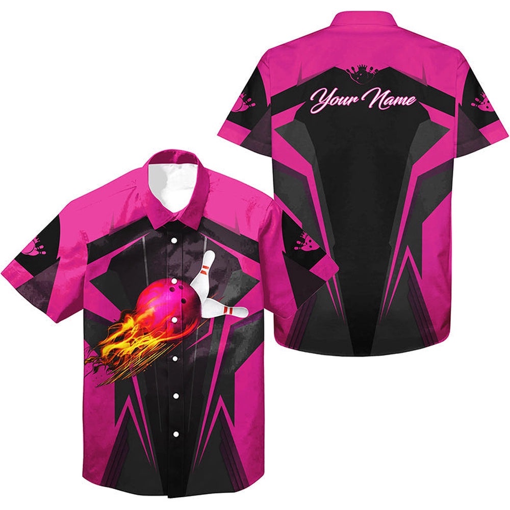Personalized Hawaiian Bowling Shirts, Bowling Shirt For Men Bowlers Pink, Custom Team Bowling Hawaiian Shirt Personalized Hawaiian Bowling Shirts, Bowling Shirt For Men Bowlers Pink, Custom Team Bowling Hawaiian Shirt