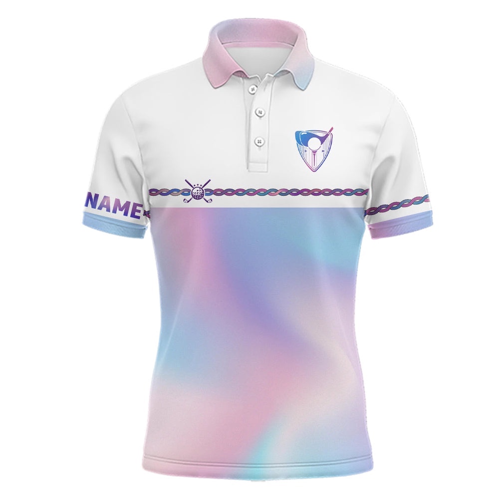 Personalized Men’s Golf Polo Shirt Custom Gradient Pastel Rainbow Golf Shirts For Men Golf Outfit, Golf Polo Shirt, Golf Shirts