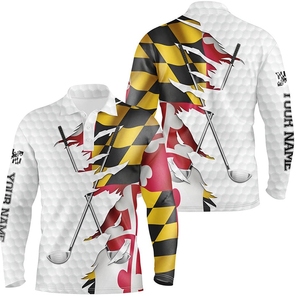 Personalized Men’s Golf Polo Shirts Custom White Golf Ball Skin Maryland Flag Patriot Men’s Golf Apparel, Golf Polo Shirt, Golf Shirts Personalized Men’s Golf Polo Shirts Custom White Golf Ball Skin Maryland Flag Patriot Men’s Golf Apparel, Golf Polo Shirt, Golf Shirts