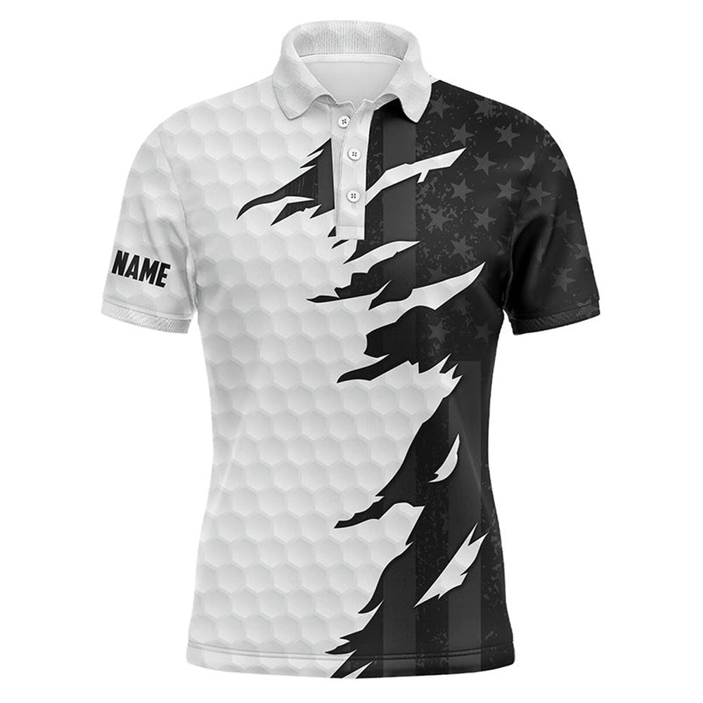 Personalized Men’s Golf Polos Shirts Custom White Golf Ball Skin Black American Flag Men’s Golf Apparel, Golf Polo Shirt, Golf Shirts Personalized Men’s Golf Polos Shirts Custom White Golf Ball Skin Black American Flag Men’s Golf Apparel, Golf Polo Shirt, Golf Shirts