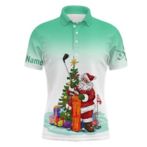 Personalized Mint Christmas Santa Golf Men’s Polo&hellip;