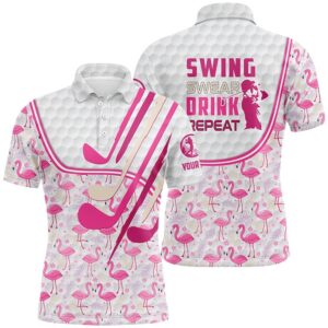 Personalized Pink Flamingo Pattern Golf Clubs Polo&hellip;