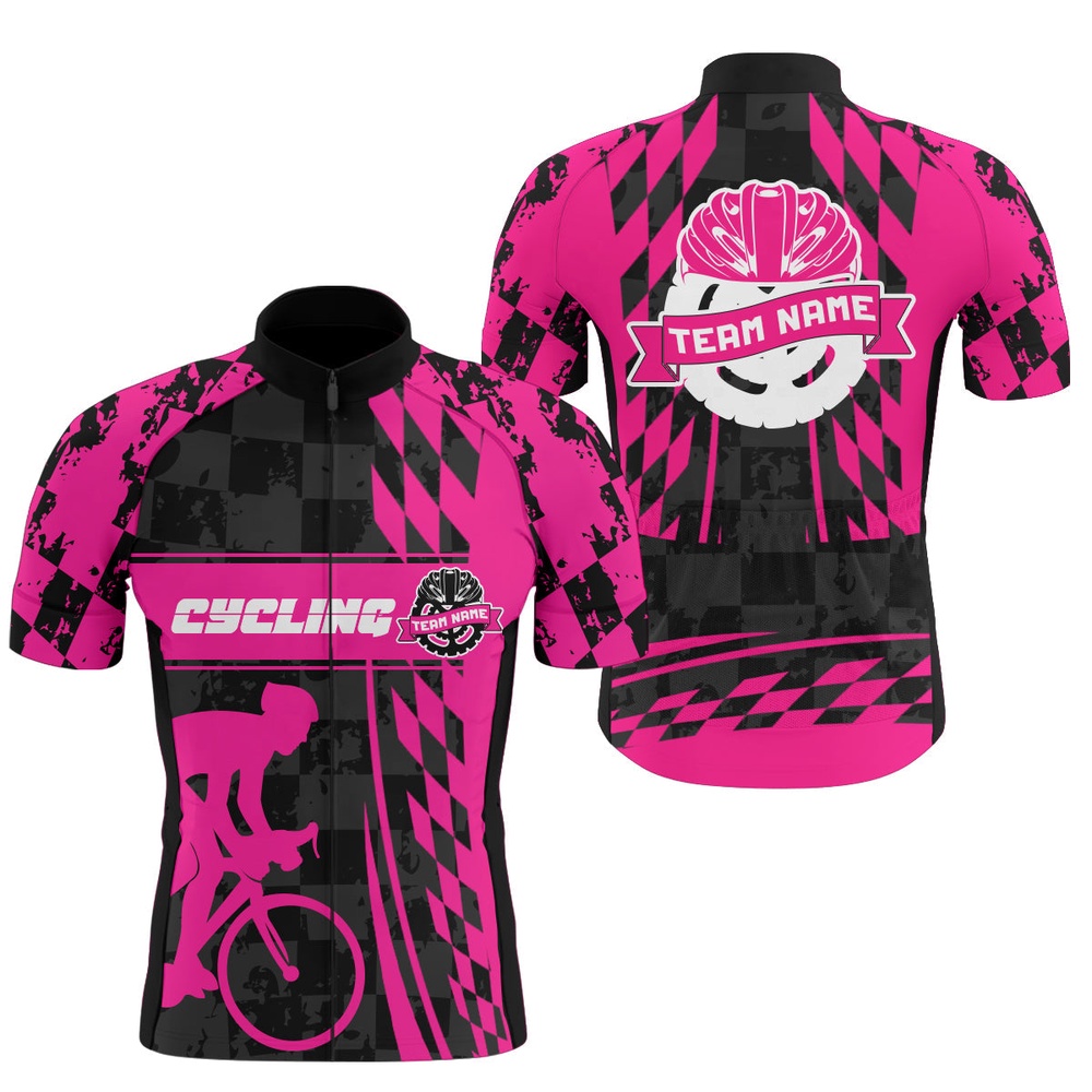 Personalized Pink Men Cycling Team Jersey Biking Athletes Racewear Anti Uv Road Racing Cycle Gear, Custom Mono Cycling Jersey Personalized Pink Men Cycling Team Jersey Biking Athletes Racewear Anti Uv Road Racing Cycle Gear, Custom Mono Cycling Jersey