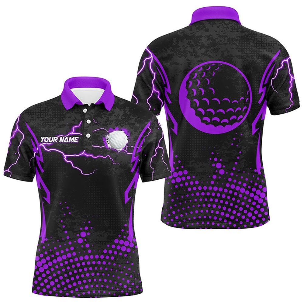 Personalized Purple Golf Ball Point Pattern Custom Men’s Team Men Golf Apparel, Golf Polo Shirt, Golf Shirts