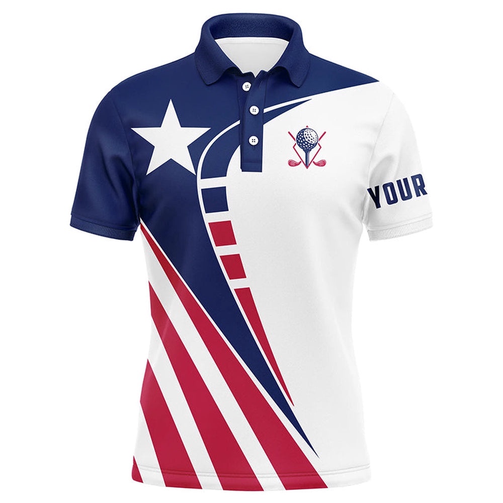 Personalized Red, White And Blue Golf Polos Shirts For Men’s Custom Texas Flag Patriot Golf Wears, Golf Polo Shirt, Golf Shirts