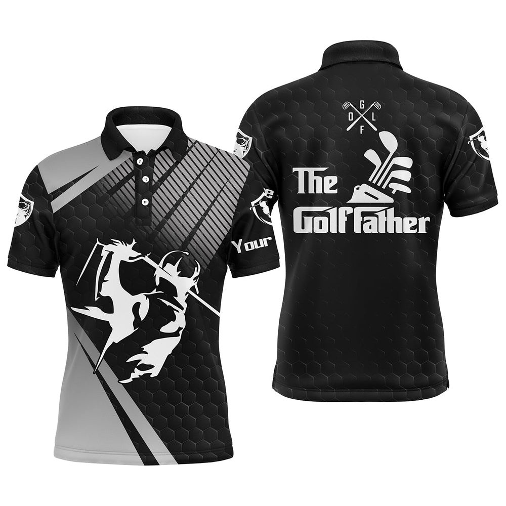 Personalized The Golf Father Polo Shirts For Men Black Golf Upf Shirts, Gifts For Golf Lovers, Golf Polo Shirt, Golf Shirts