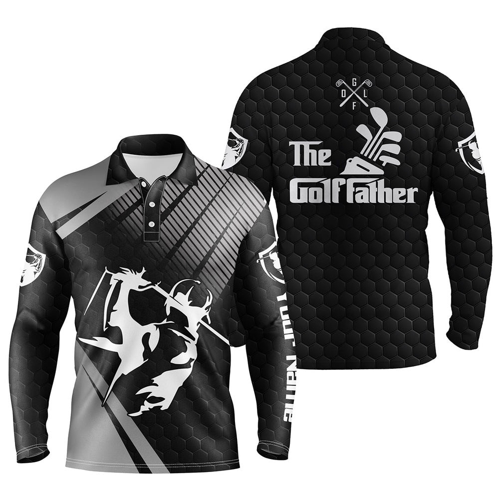 Personalized The Golf Father Polo Shirts For Men Black Golf Upf Shirts, Gifts For Golf Lovers, Golf Polo Shirt, Golf Shirts