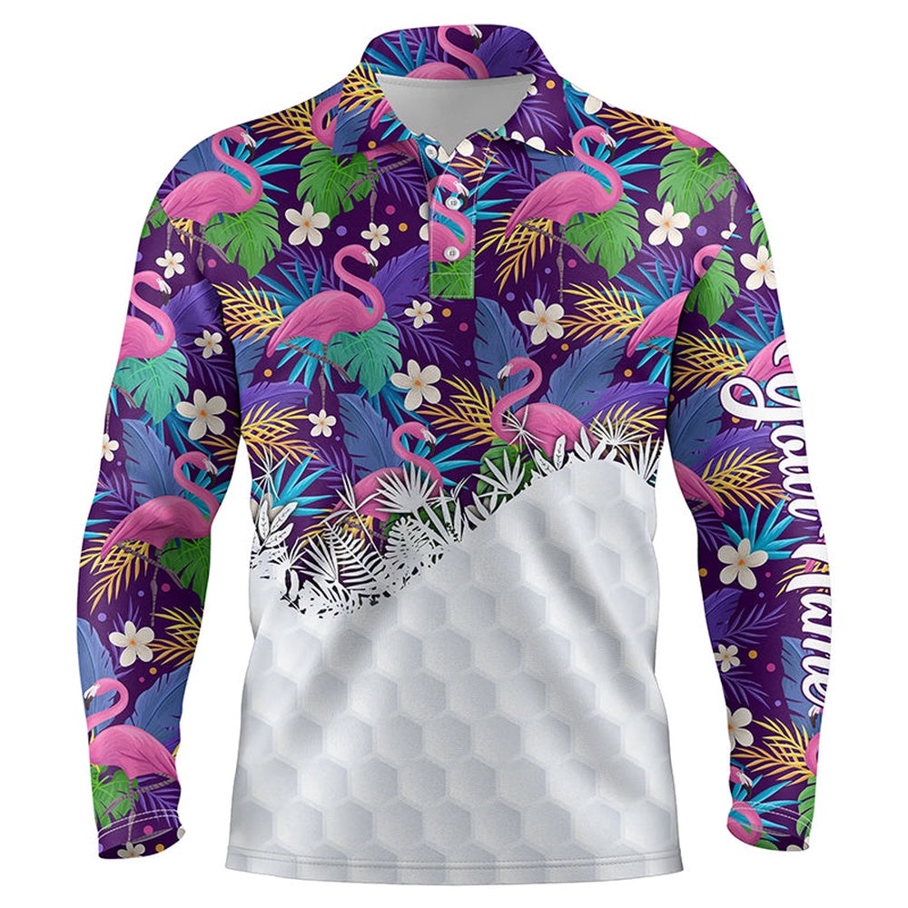 Personalized Tropical Colorful Flamingo Pattern Men’s Golf Polo Shirts Best Men’s Golf Wears, Golf Polo Shirt, Golf Shirts