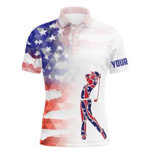 Personalized Watercolor American Flag Patriot Golf White&hellip;