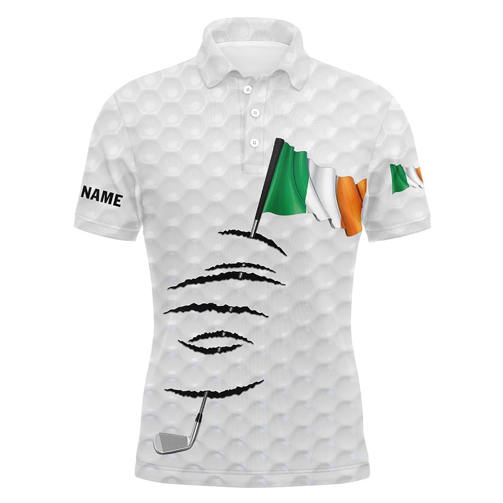 Personalized White Golf Polos Shirt For Men Ireland Flag Patriotic Custom Name Gifts For Golf Lovers, Golf Polo Shirt, Golf Shirts Personalized White Golf Polos Shirt For Men Ireland Flag Patriotic Custom Name Gifts For Golf Lovers, Golf Polo Shirt, Golf Shirts