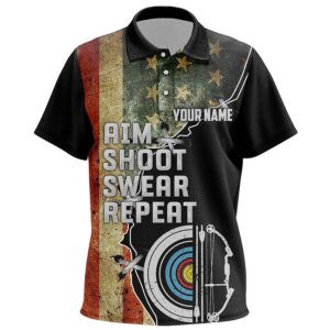 Personalzied Aim Shoot Swear Repeat Archey Polo&hellip;
