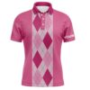Pink Argyle Plaid Pattern Men’s Golf Polos Shirts Custom Golf Shirts For Men, Golf Polo Shirt, Golf Shirts