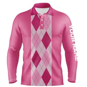 Pink Argyle Plaid Pattern Men’s Golf Polo&hellip;