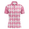 Pink Argyle Plaid Pattern Men’s Golf Polo Shirt Custom Golf Polos Shirt For Men, Golf Polo Shirt, Golf Shirts