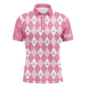 Pink Argyle Plaid Pattern Men’s Golf Polos&hellip;